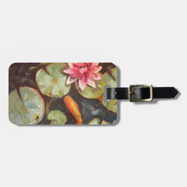 Etiqueta De Bagagem Goldfish Koi Pond Water Lily (Frente Horizontal)