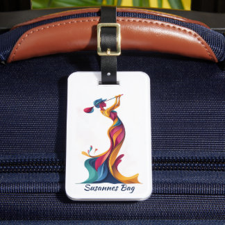 Etiqueta De Bagagem Golf Bag Tag, Lady Silhouette, bunt, elegant
