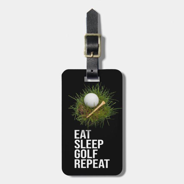 Etiqueta De Bagagem Golf Coma Dormir Golfe Repetir (Frente Vertical)