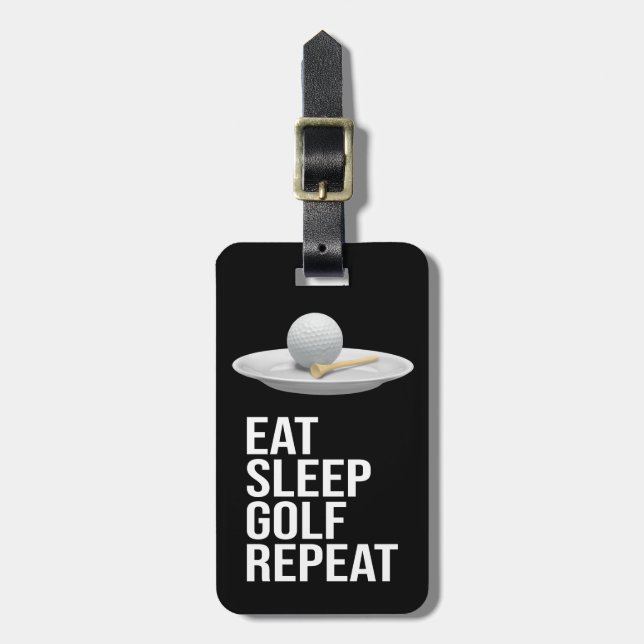 Etiqueta De Bagagem Golf Coma Dormir Golfe Repetir (Frente Vertical)