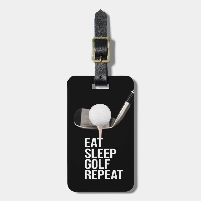 Etiqueta De Bagagem Golf Coma Dormir Golfe Repetir (Frente Vertical)