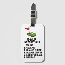 Etiqueta De Bagagem Golf Instruction Swing Sweat Flag hole on green