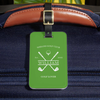Etiqueta De Bagagem Golf Lover Cross Club Green