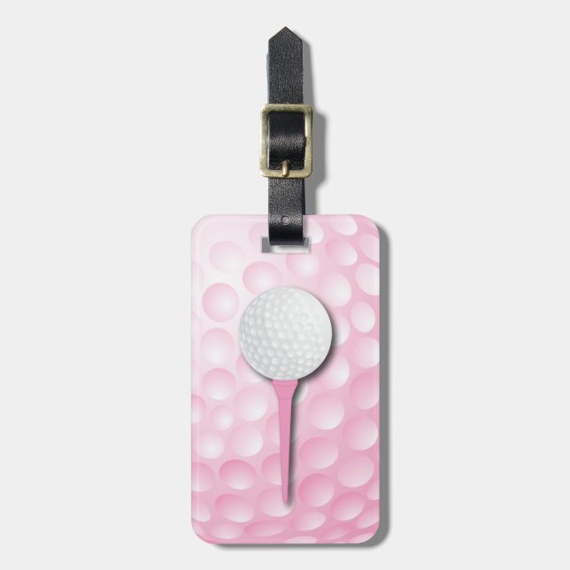 Etiqueta De Bagagem Golf Tee | Rosa (Frente Vertical)