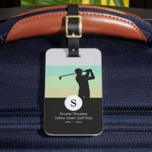 Etiqueta De Bagagem Golfe com Clube Golf Negro Elegante