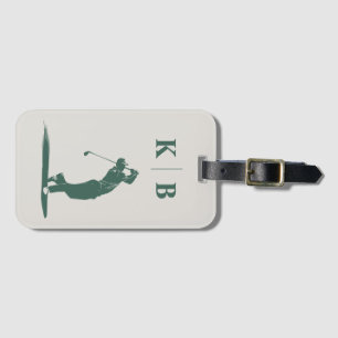 Etiqueta De Bagagem Golfe Personalizado Verde Elegante Monograma Perso