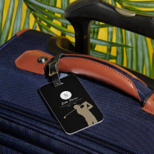 Etiqueta De Bagagem Golfer Man com Golf Club Elegante Black