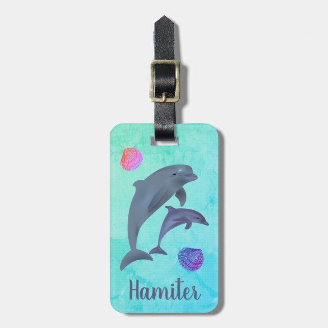 Etiqueta De Bagagem Golfinho Personalizado (Frente Vertical)