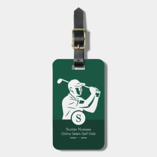 Etiqueta De Bagagem Golfista Branco com Taco de Golfe Elegante Verde