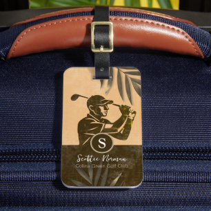 Etiqueta De Bagagem Golfista com Taco de Golfe Tema Esportivo Elegante
