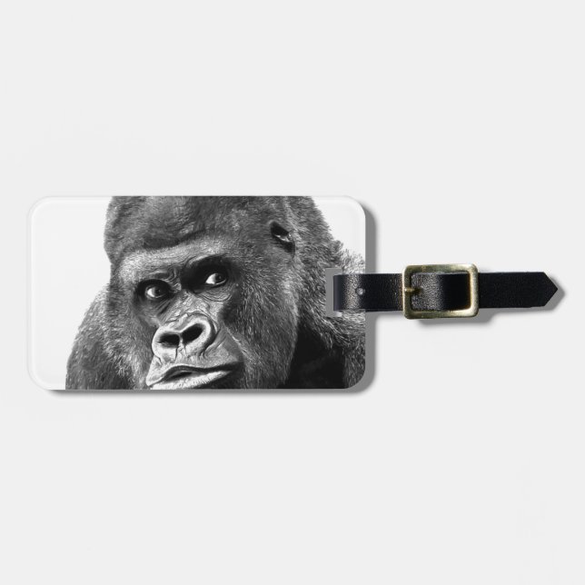 Etiqueta De Bagagem Gorila Branca Negra (Frente Horizontal)