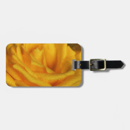 Etiqueta De Bagagem Gotas de Água na Rosa Amarela Elegante