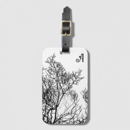 Etiqueta De Bagagem Gothic Tree Black and White Personalized