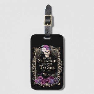 Etiqueta De Bagagem Gótica Crânio Floral Vintage Engraçado Cotação Pre