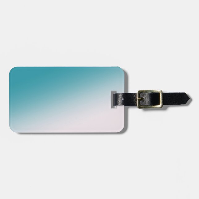 Etiqueta De Bagagem Gradiente Branco e Teal (Frente Horizontal)