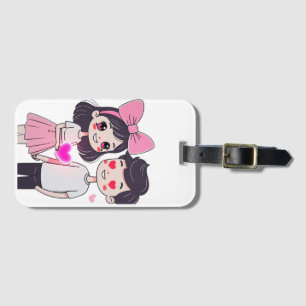 Etiqueta De Bagagem Gráfico de Portas do Casal Kawaii