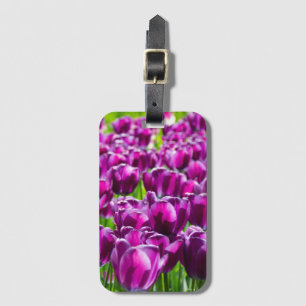 Etiqueta De Bagagem Grande campo de tulipas roxas