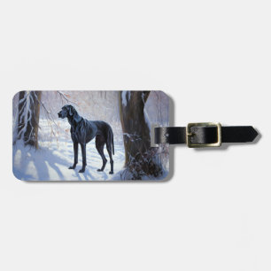 Etiqueta De Bagagem Great Dane Deixe Nevar Natal