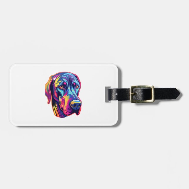 Etiqueta De Bagagem Great Dane Neon Design (Frente Horizontal)
