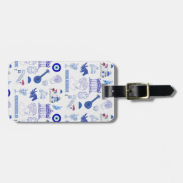 Etiqueta De Bagagem Greece Blue and White