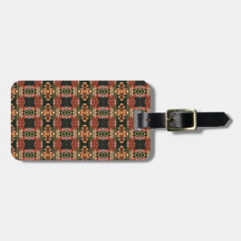 Etiqueta De Bagagem Green & Amber Ikat Pouf