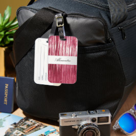 Etiqueta De Bagagem Grelha Rosa Glitzy Tinsel Stripes