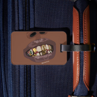 Etiqueta De Bagagem Grillz Aesthetic, Gold Grills (Grillz) teeth art
