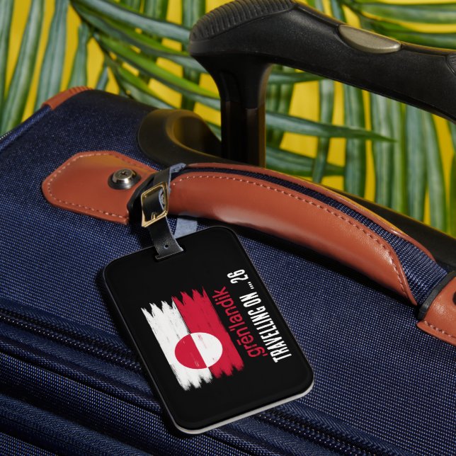 Etiqueta De Bagagem Grönland flagge mit Reisedatum   (Frente Insitu 1)