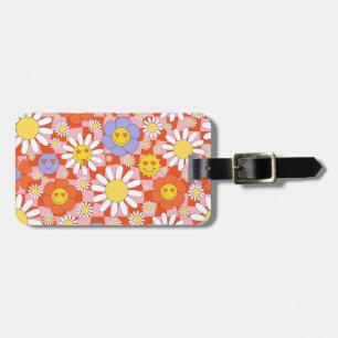 Etiqueta De Bagagem Groovy Daisy Floral Xadrez, Y2K 90s