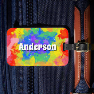 Etiqueta De Bagagem Groovy Rainbow Tie Dye
