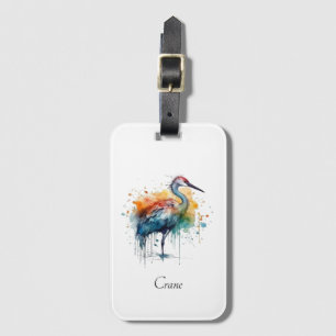 Etiqueta De Bagagem Grua Elegante: Arte em Aquarela, personalizado