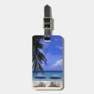 Etiqueta De Bagagem guarda-chuvas na praia, St. Maarten, Caribe