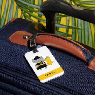 Etiqueta De Bagagem Guarda de Cores Cinza Gato Preto Amarelo Personali