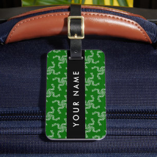 Etiqueta De Bagagem Guirlanda de Natal, Verde, Seu nome, Personalizar