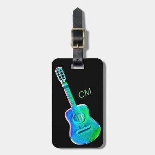 Etiqueta De Bagagem Guitar Musical Music Banda Neon Colors
