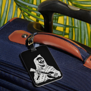 Etiqueta De Bagagem Guitarra Calavera Posada