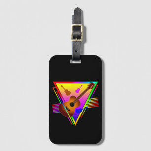 Etiqueta De Bagagem Guitarra Colorida Retro