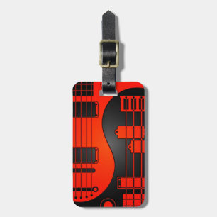 Etiqueta De Bagagem Guitarra e Yin baixo Yang vermelho e preto