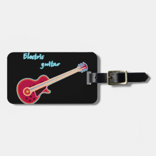Etiqueta De Bagagem Guitarra Elétrica Neon Música Rock Retro dos Anos