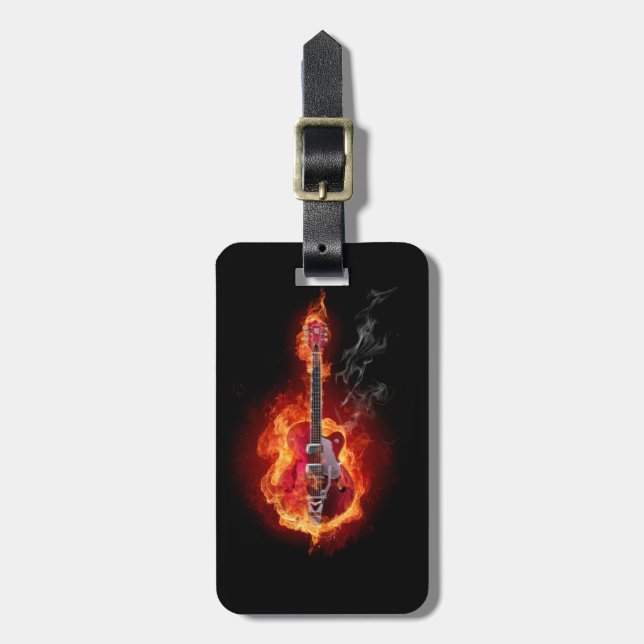 Etiqueta De Bagagem Guitarra Flame (Frente Vertical)