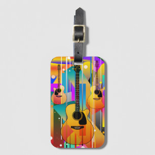 Etiqueta De Bagagem Guitarra Geométrica Moderna Contemporânea