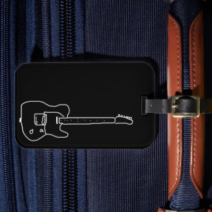 Etiqueta De Bagagem guitarra preto e branco