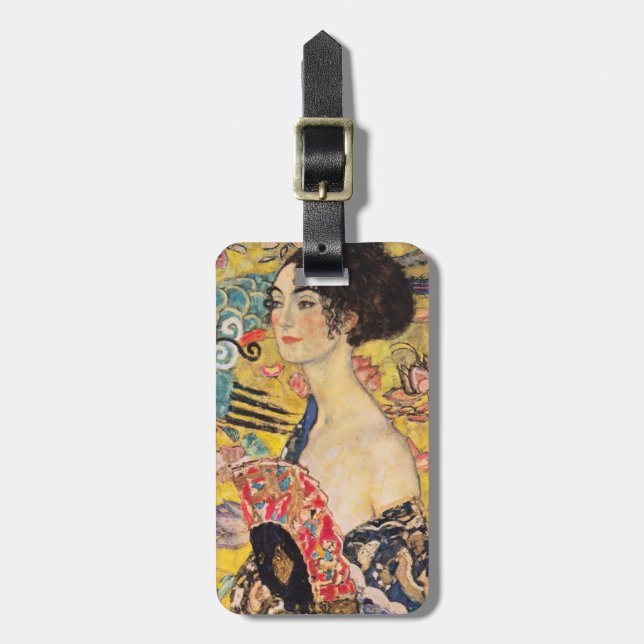 Etiqueta De Bagagem Gustav Klimt - Senhora com ventilador (Frente Vertical)