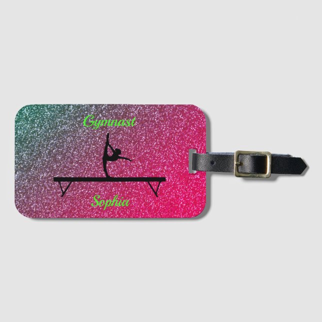 Etiqueta De Bagagem Gymnastics Beam Watermelon Sparkle (Frente Horizontal)