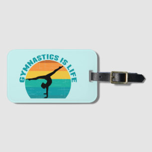 Etiqueta De Bagagem Gymnastics is Life Beautiful Sunset Gymnast Teal