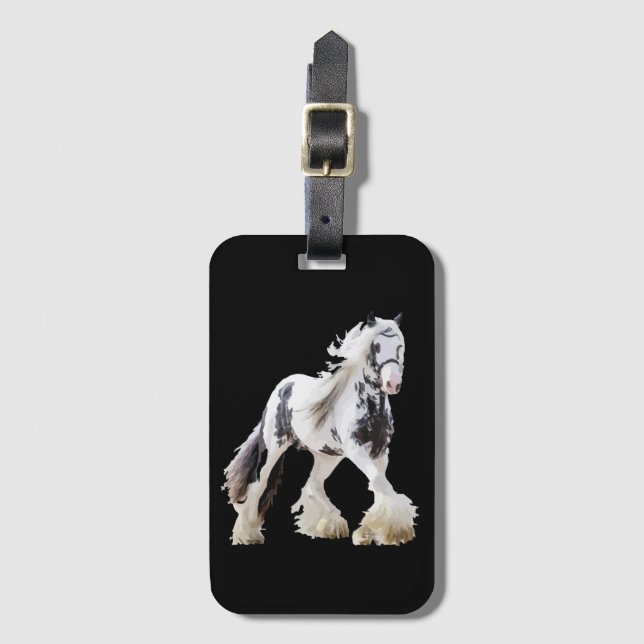 Etiqueta De Bagagem Gypsy Mare Stallion Draft Horse (Frente Vertical)