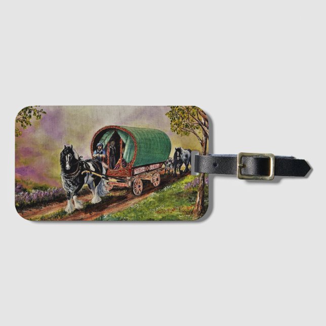 Etiqueta De Bagagem Gypsy Vanner cavalo irlandês Caravan (Frente Horizontal)