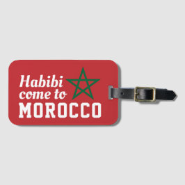 Etiqueta De Bagagem Habibi Vem Para Marrocos Bandeira Estrela Verde