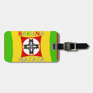 Etiqueta De Bagagem Hakuna Matata Rasta Cor Vermelha Ouro Verde
