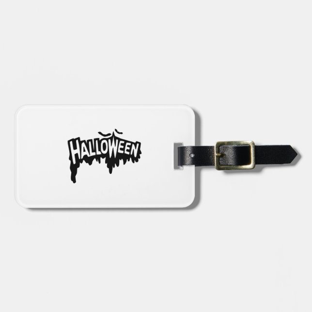 Etiqueta De Bagagem Halloween Preto (Frente Horizontal)